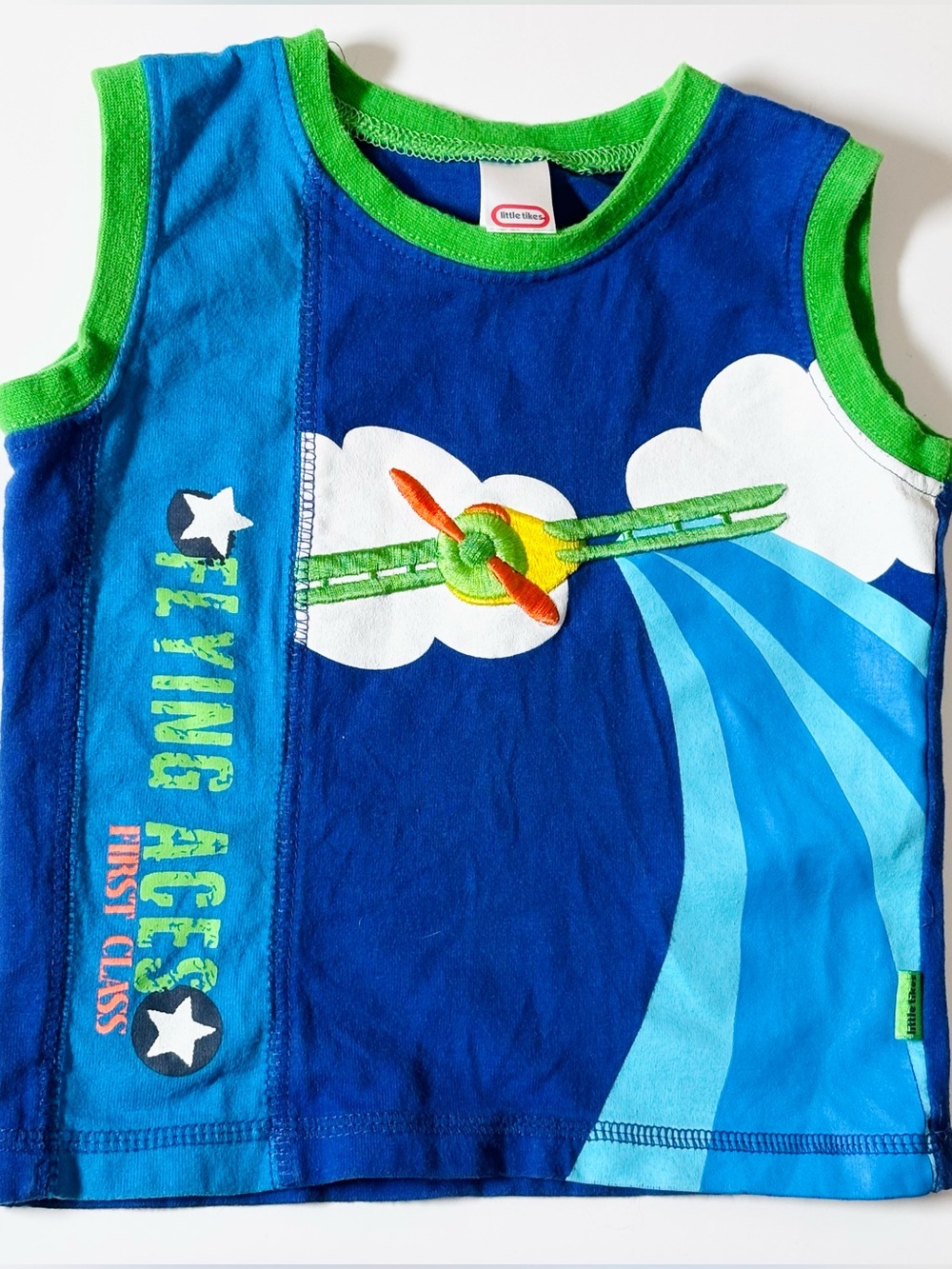 Rare Vintage Y2K Little Tikes Flying Aces Airplane Graphic Tank Top Shirt Retro